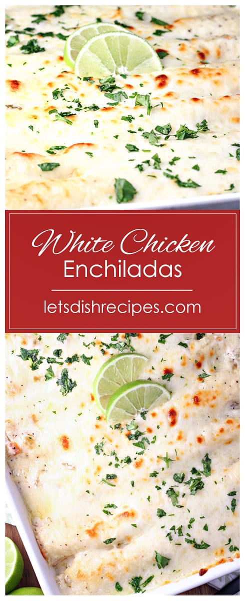 White Chicken Enchiladas with Green Chile Sour Cream Sauce