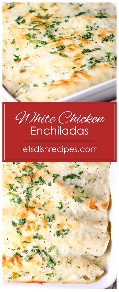 White Chicken Enchiladas with Green Chile Sour Cream Sauce