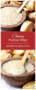 Chewy Pretzel Bites with Honey Mustard Dipping Sauce