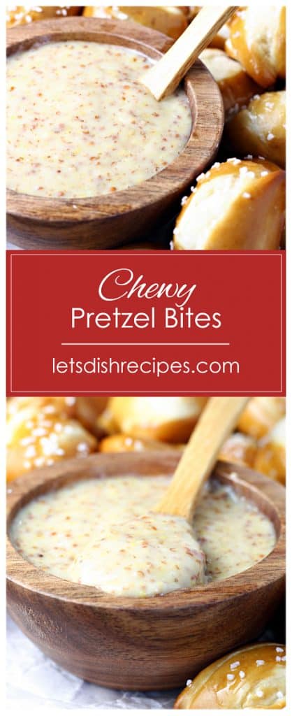 Chewy Pretzel Bites with Honey Mustard Dipping Sauce