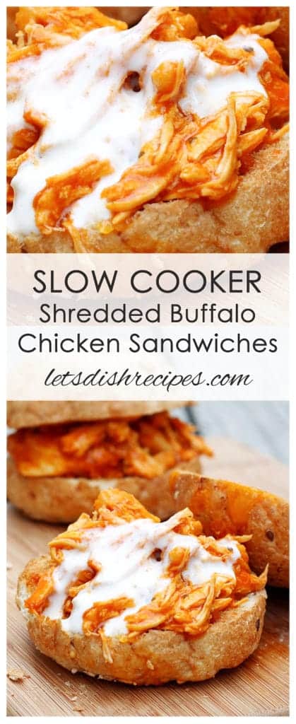 Shredded Buffalo Chicken Sandwiches (Slow Cooker) | Let's Dish Recipes