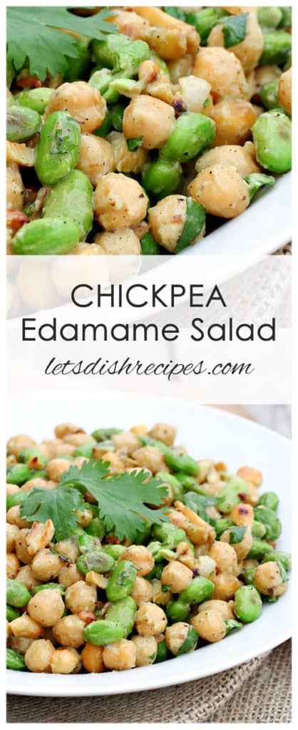 Chickpea Edamame Salad with Avocado Ginger Dressing