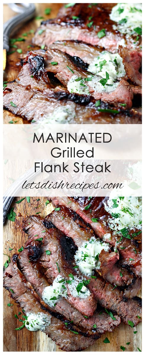 Marinated Grilled Flank Steak with Herb Gorgonzola Butter