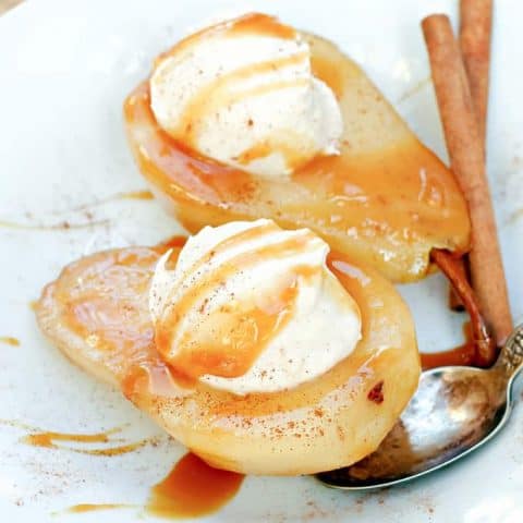 Maple Poached Pears with Maple Cinnamon Mascarpone