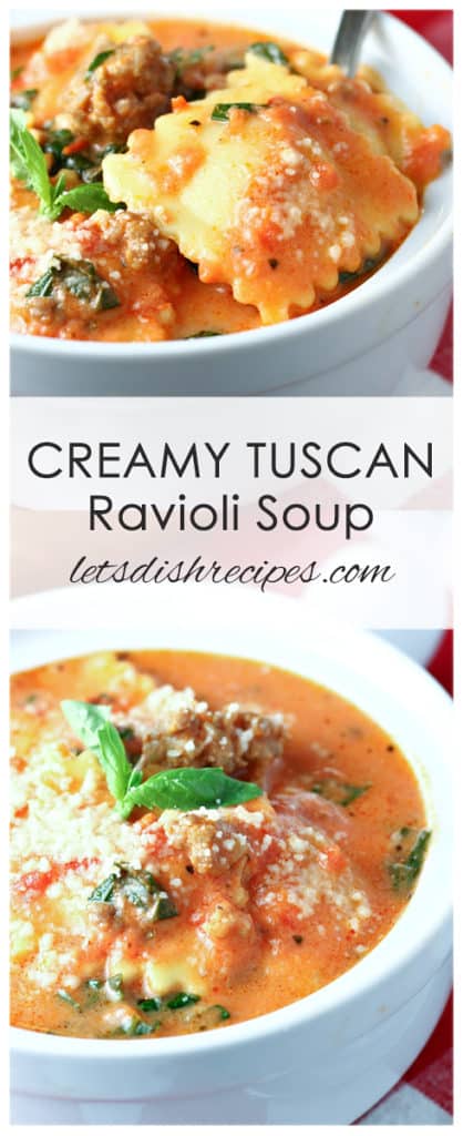 Creamy Tuscan Ravioli Soup | Let's Dish Recipes