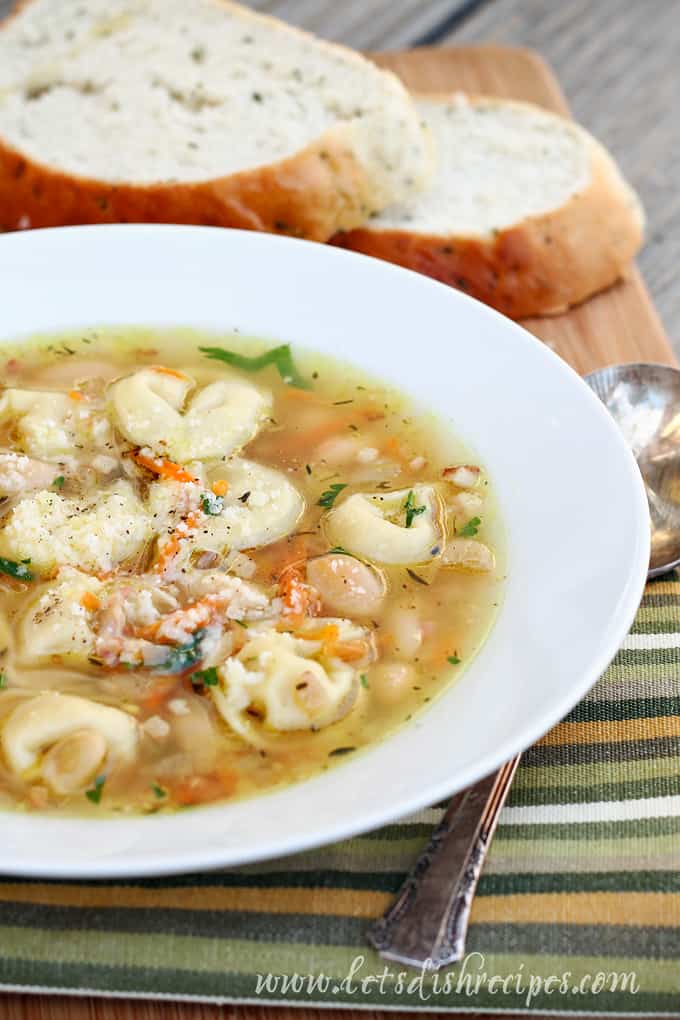 Tortellini and White Bean Soup with Pancetta