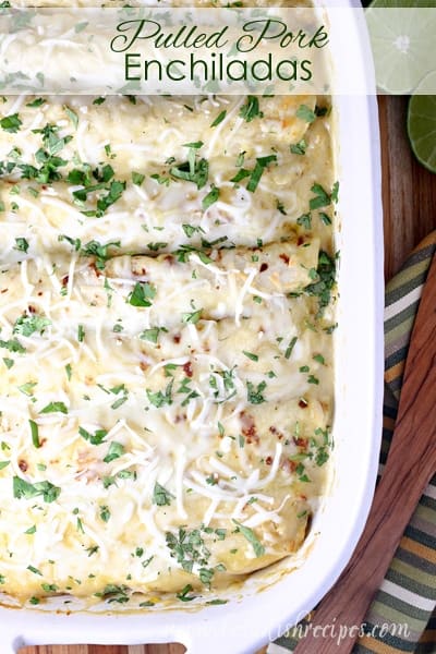 Pulled Pork Enchiladas with Creamy Green Chile Sauce