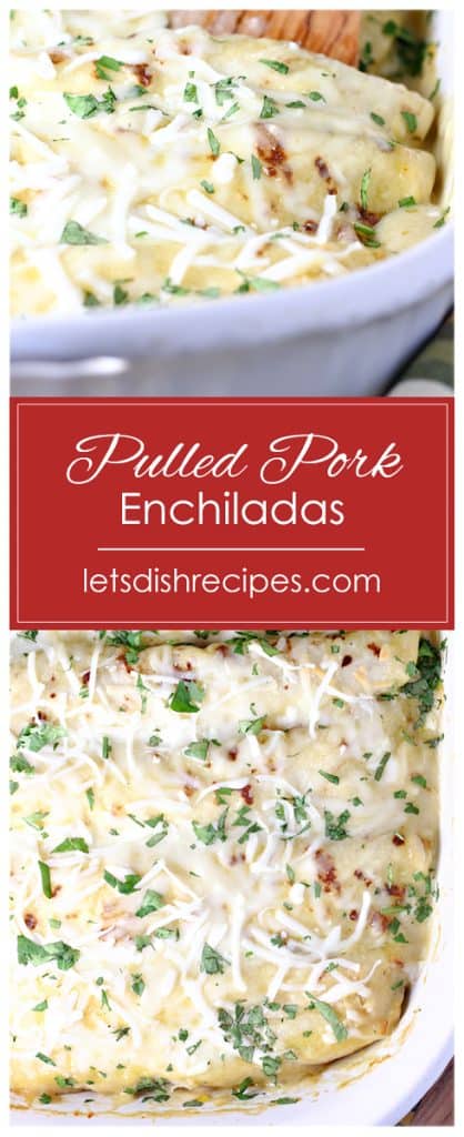 Pulled Pork Enchiladas in Creamy Green Chili Sauce