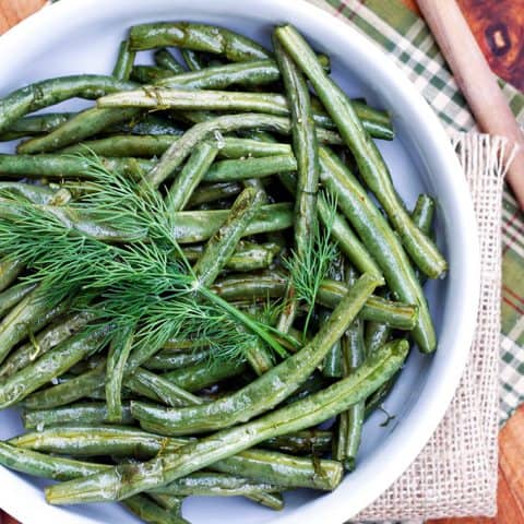 Roasted Green Beans with Dill Vinaigrette