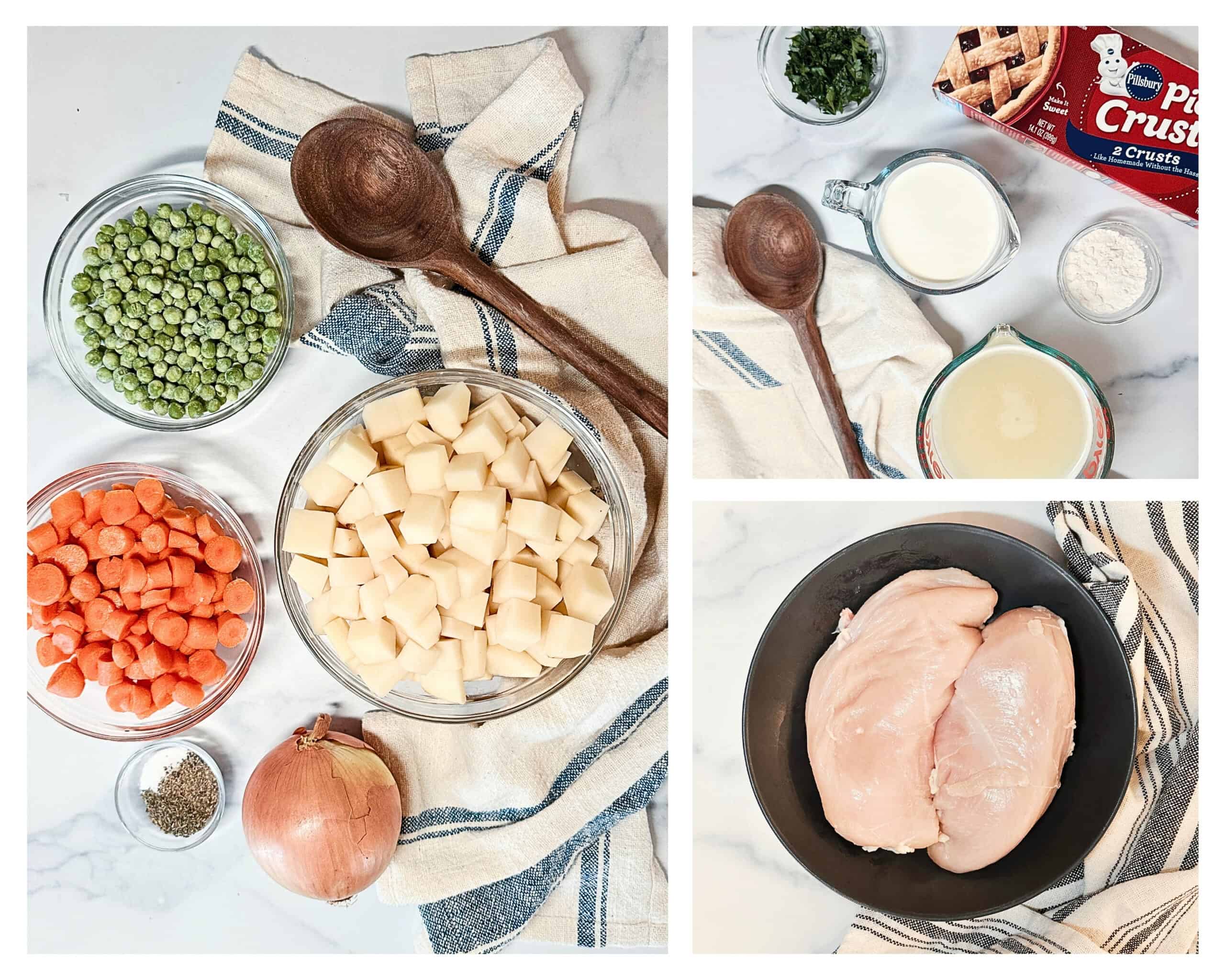 Slow Cooker Pot Pie ingredients.