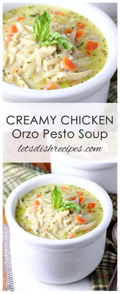 Creamy Chicken Orzo Pesto Soup