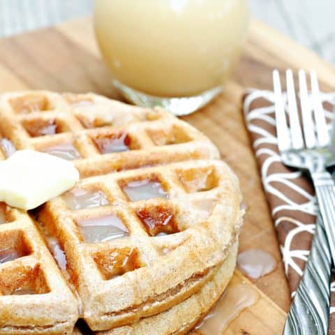 Whole Wheat Waffles with Homemade Vanilla Syrup