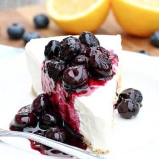 Frozen Lemon Cheesecake with Fresh Blueberry Topping
