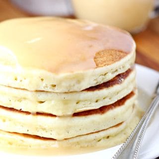 Eggnog Pancakes with Homemade Vanilla Syrup