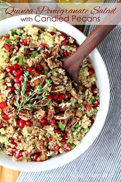 Quinoa Pomegranate Salad with Candied Pecans