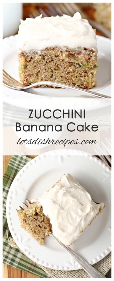 Zucchini Banana Snack Cake with Cream Cheese Frosting