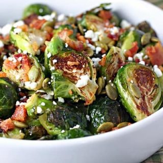 Roasted Brussels Sprouts with Pumpkin Seeds and Bacon
