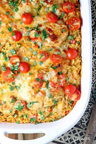 Queso Chicken and Rice Bake