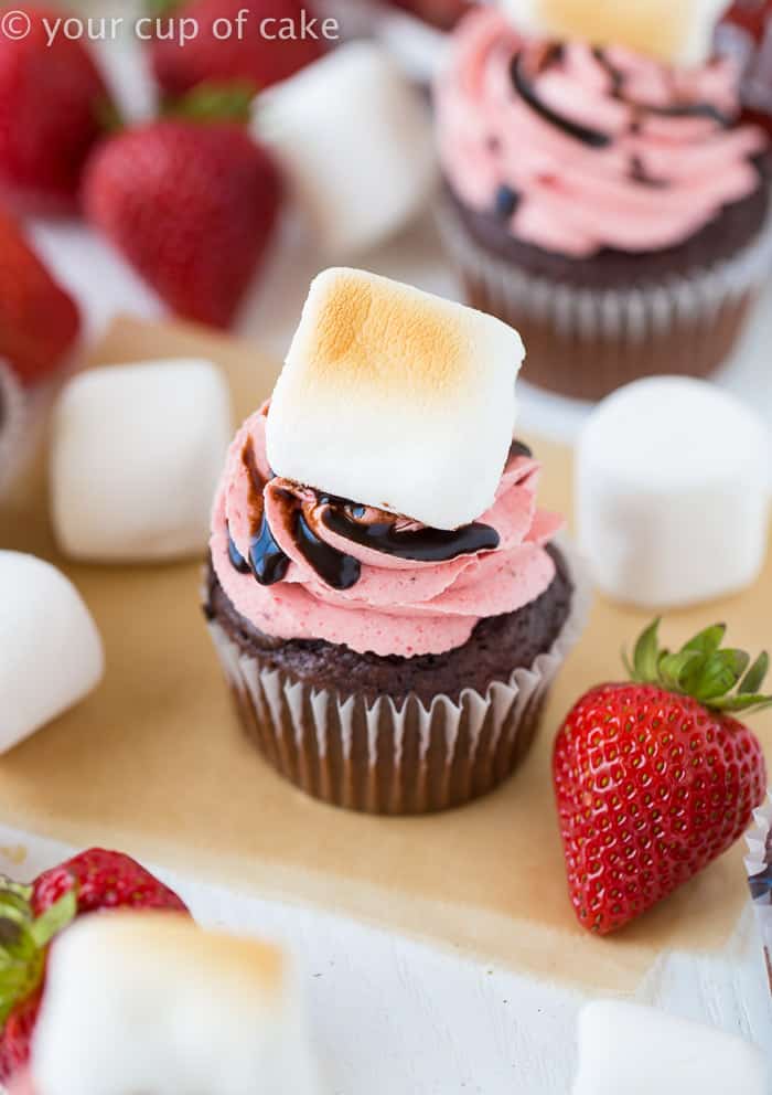 Strawberry S'mores Cupcakes