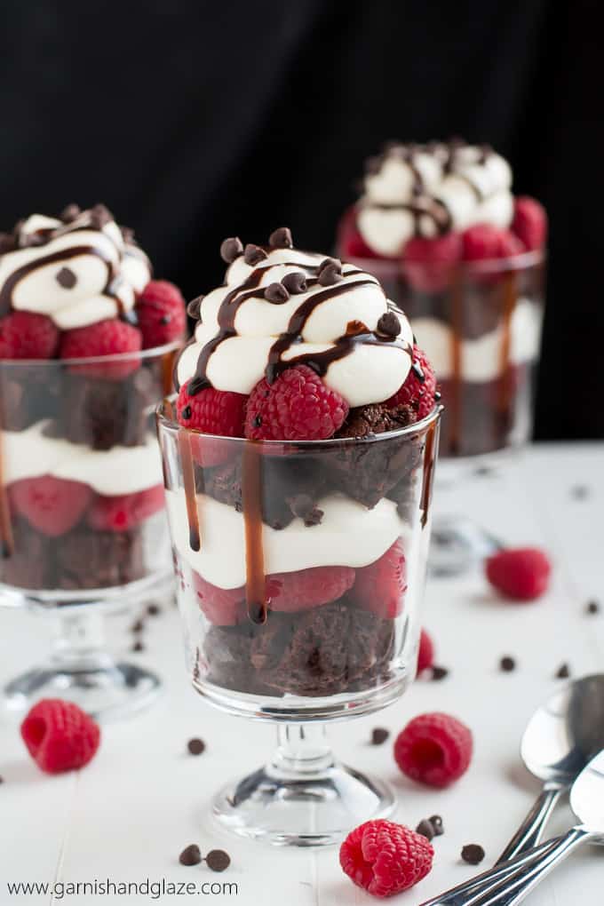 Raspberry Brownie Cheesecake Trifles