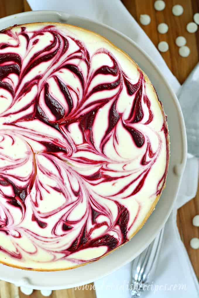 White Chocolate Raspberry Swirl Cheesecake Let's Dish