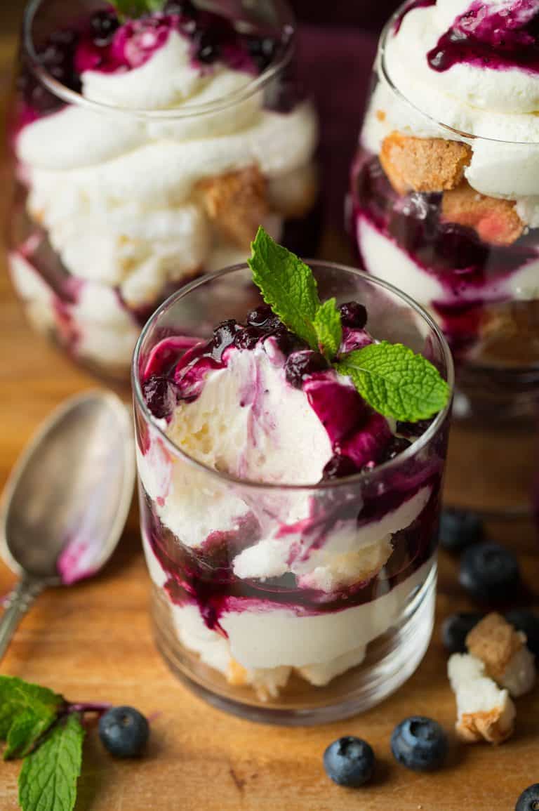 Angel Food Cake Trifles with Blueberry Sauce