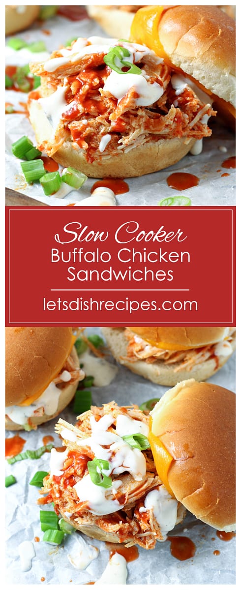 Shredded Buffalo Chicken Sandwiches (Slow Cooker)
