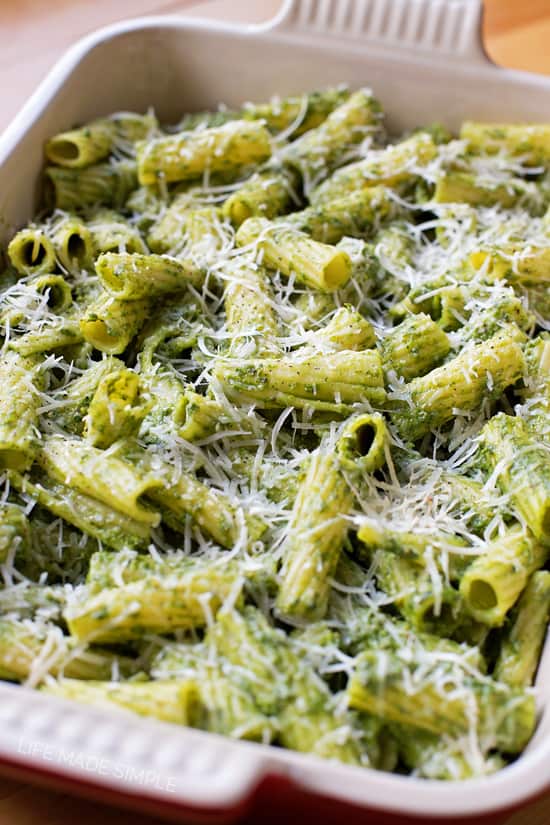 Kale Spinach and Pesto Baked Pasta