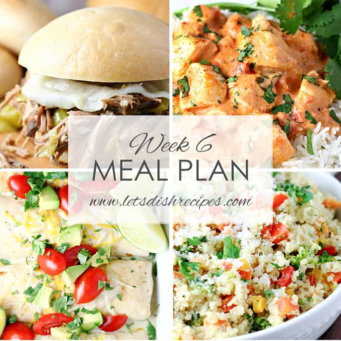Easy Meal Plan Week 6