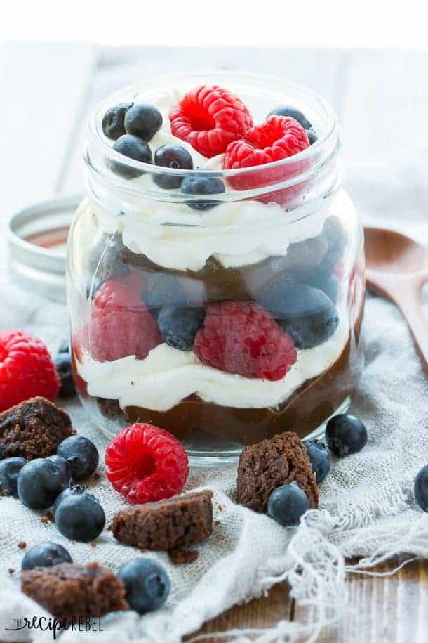 No Bake Red, White, & Blue Brownie Trifle {The Recipe Rebel}