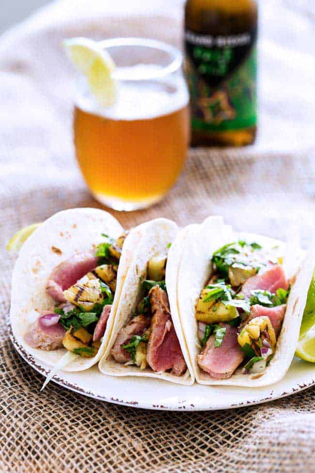 Tuna and Chargrilled Pineapple Tacos