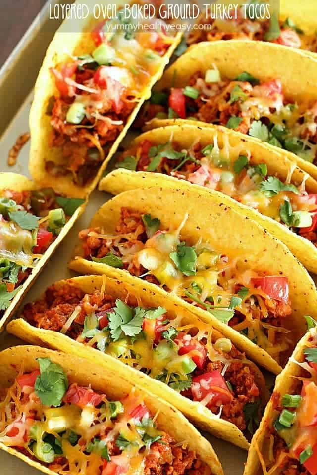 Layered Oven-Baked Ground Turkey Tacos
