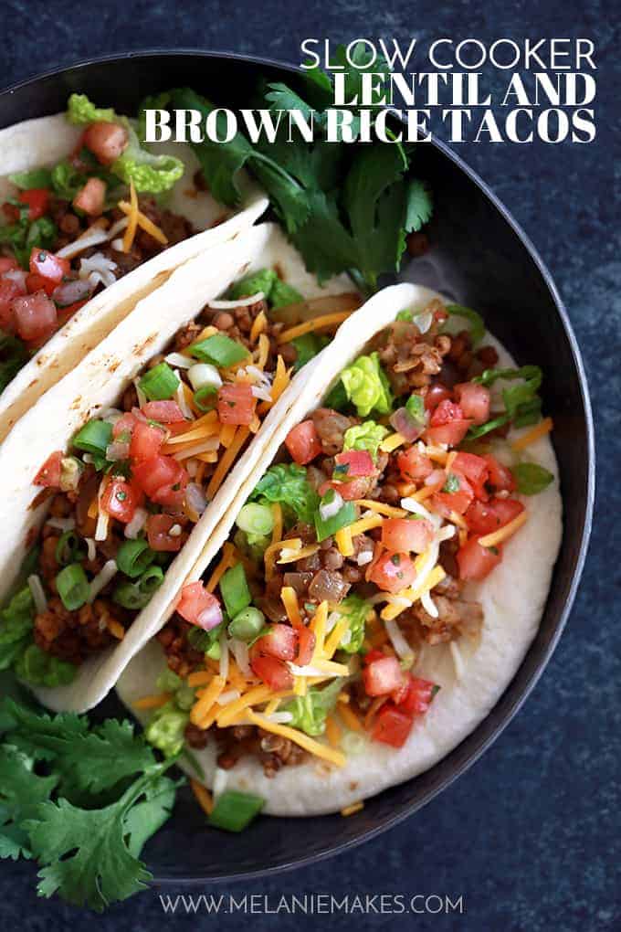 Slow Cooker Lentil and Brown Rice Tacos