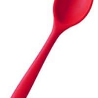 StarPack Basics Range Silicone Mixing Spoon in FDA Grade with Hygienic Solid Coating + Bonus 101 Cooking Tips (Cherry Red)