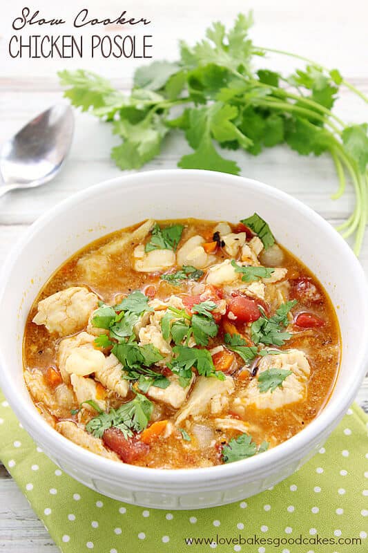 Slow Cooker Chicken Posole {Love Bakes Good Cakes}