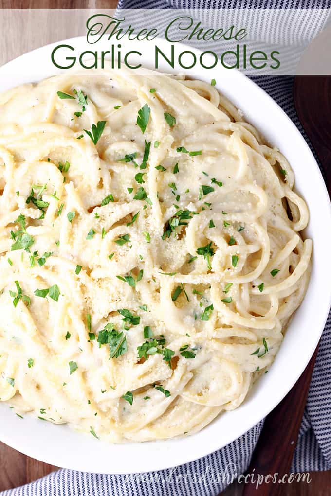Three Cheese Garlic Noodles Let S Dish Recipes