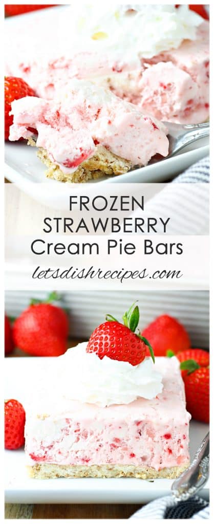 Frozen Strawberry Cream Pie Bars