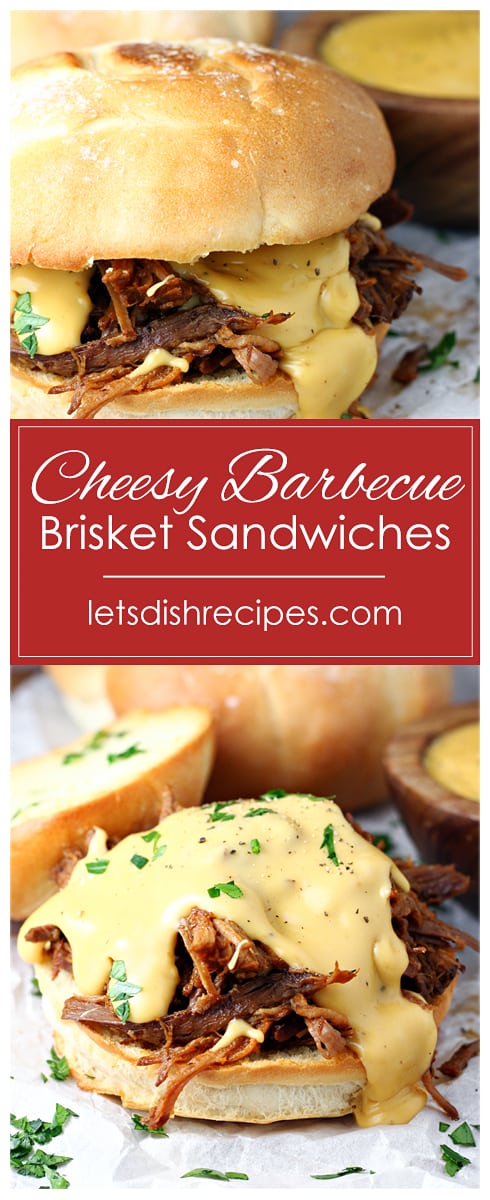 Slow Cooker Cheesy Barbecue Brisket Sandwiches
