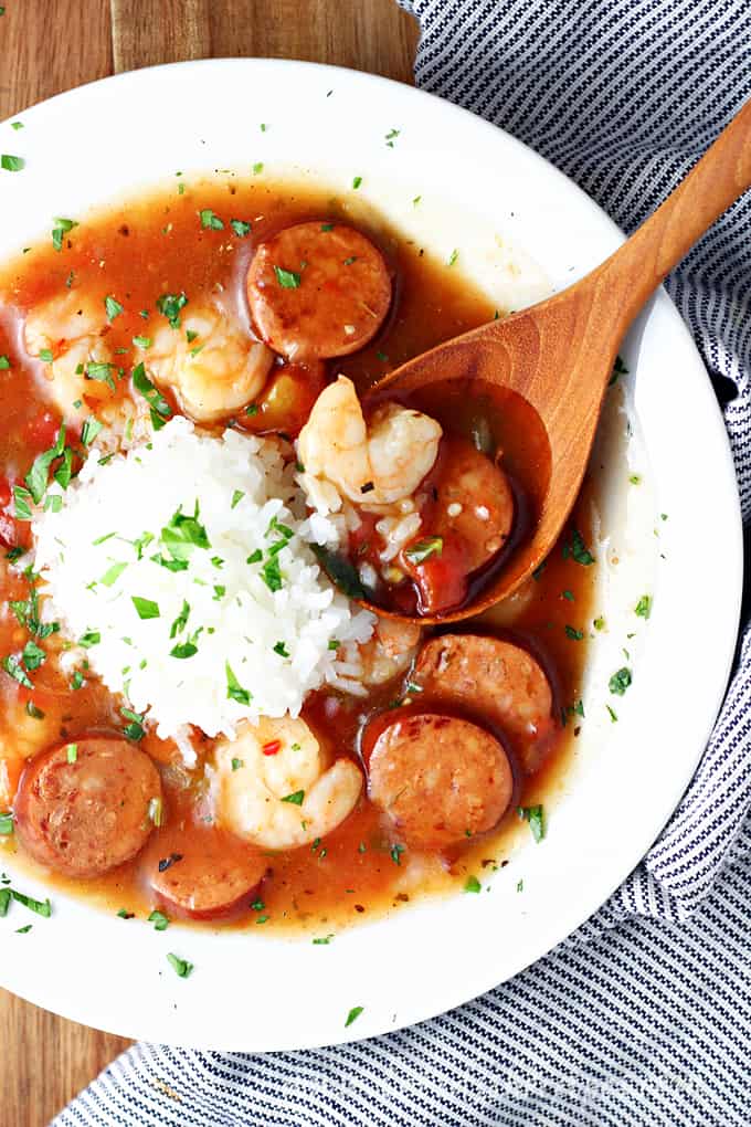 Slow Cooker Sausage and Shrimp Gumbo