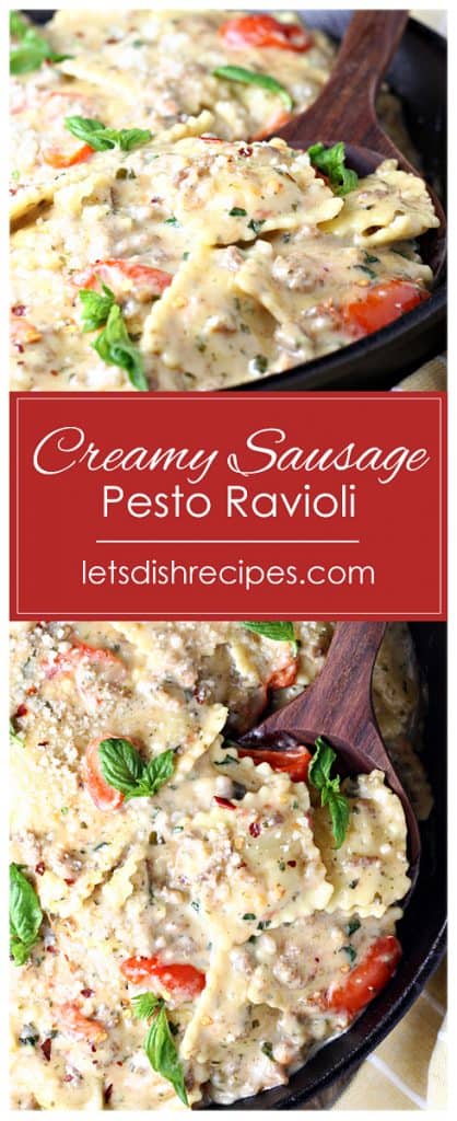 Creamy Sausage Pesto Ravioli — Let's Dish Recipes