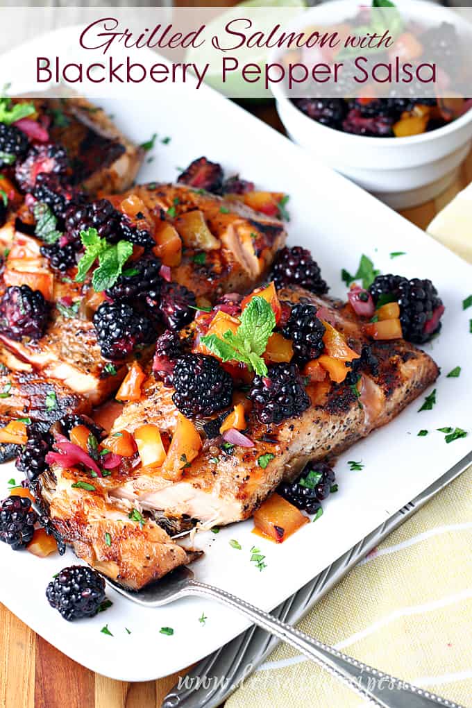 Grilled Salmon with Blackberry Bell Pepper Salsa