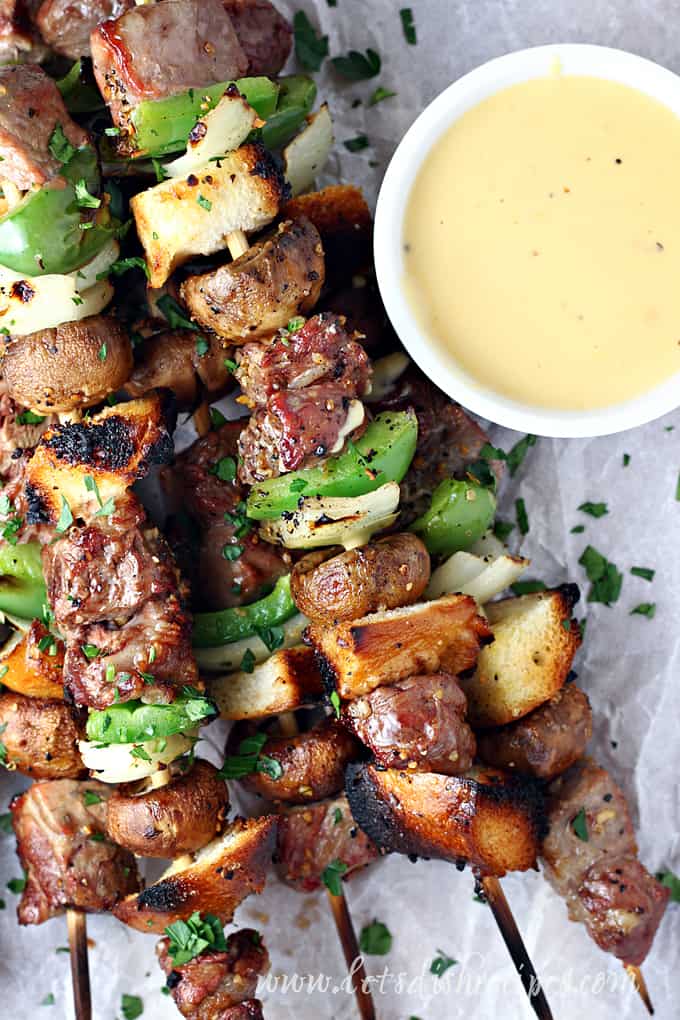 Grilled Philly Cheese Steak Kabobs
