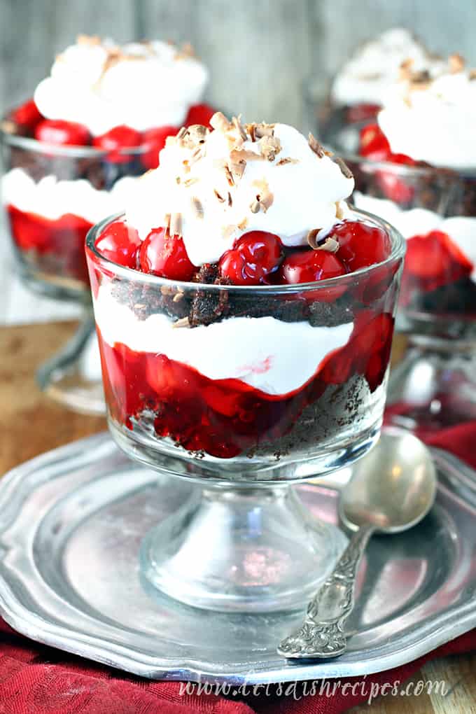 Individual Black Forest Brownie Trifles