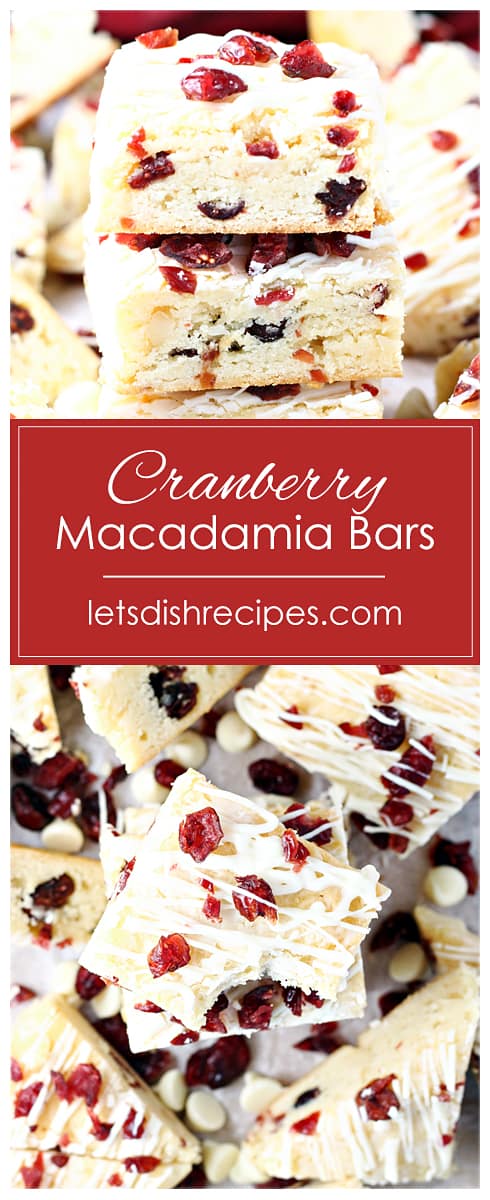White Chocolate Cranberry Macadamia Bars