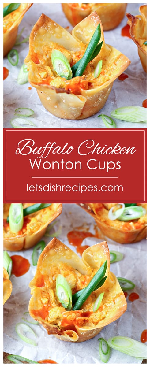 Baked Buffalo Chicken Wonton Cups
