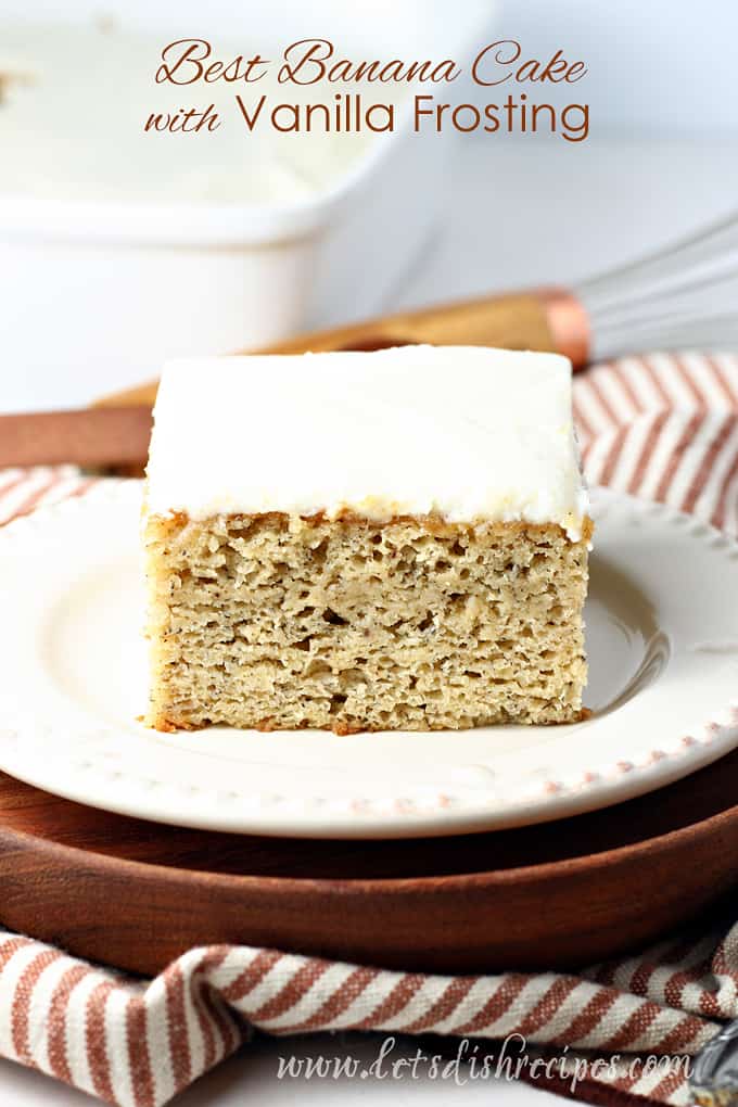 Slice of banana cake with frosting.