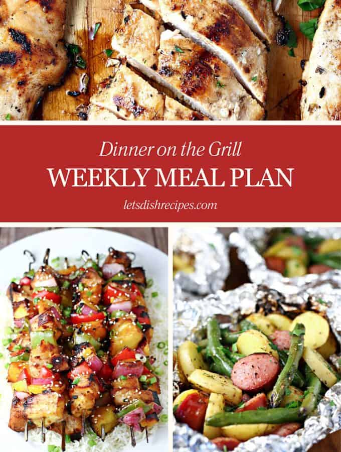 Meal plan collage with grilled menu options.