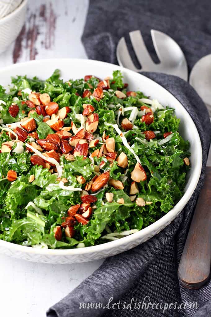 Chick-fil-A Kale Crunch Salad with kale, cabbage and almonds in a large bowl.