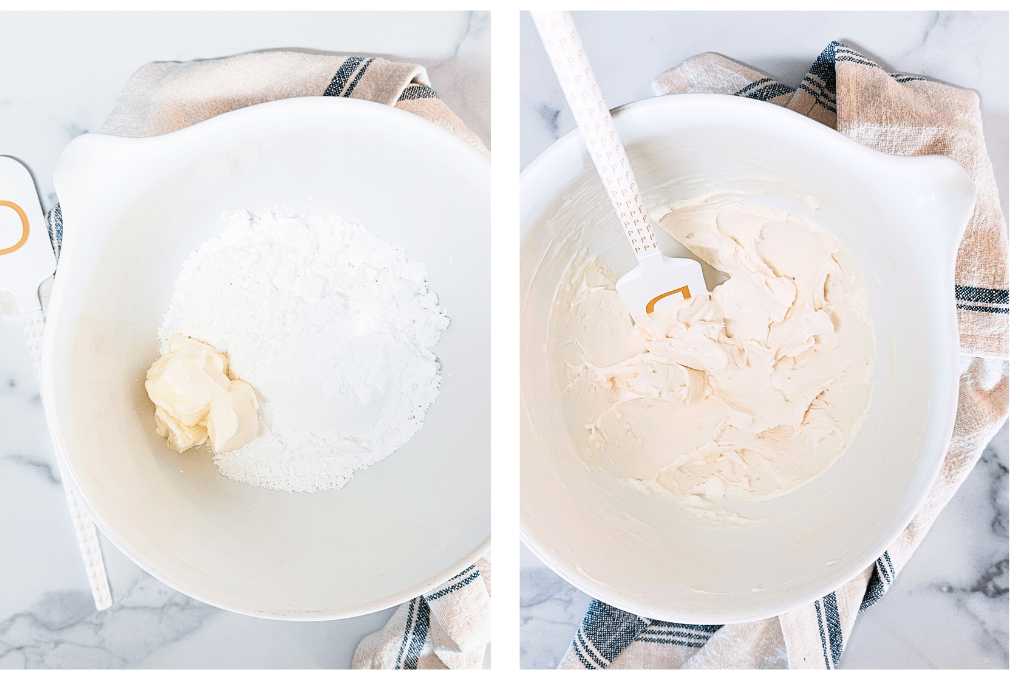 Steps for making cinnamon roll frosting