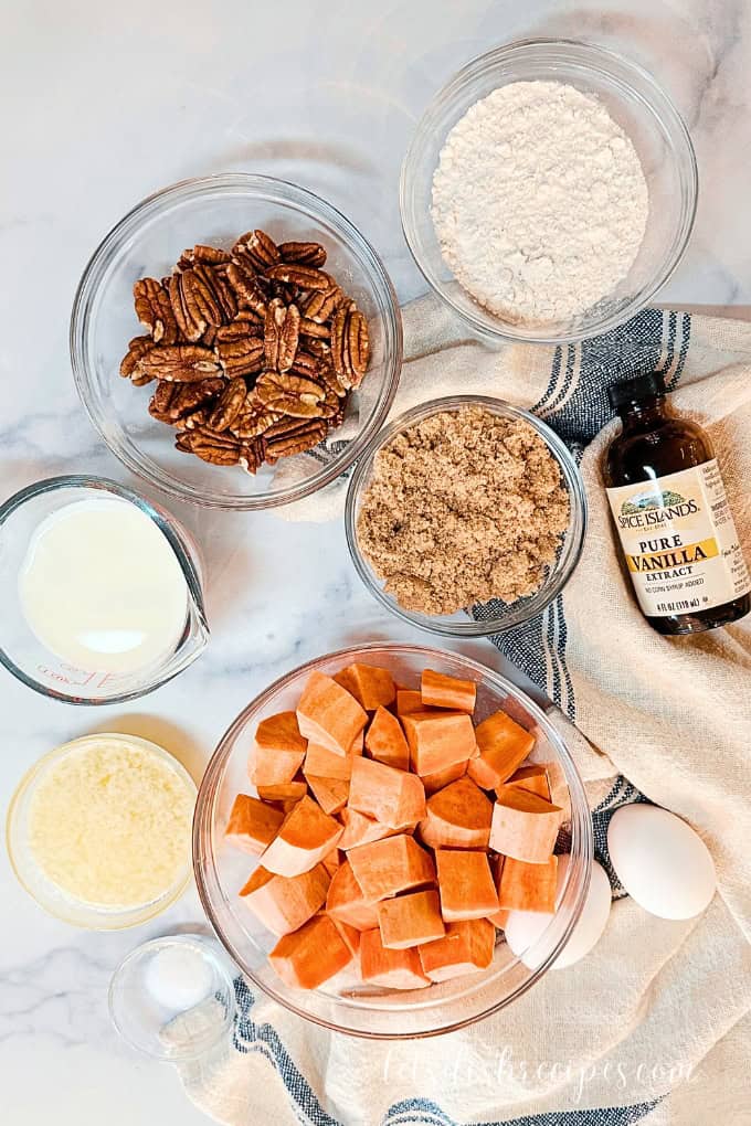 Sweet Potato Casserole ingredients.